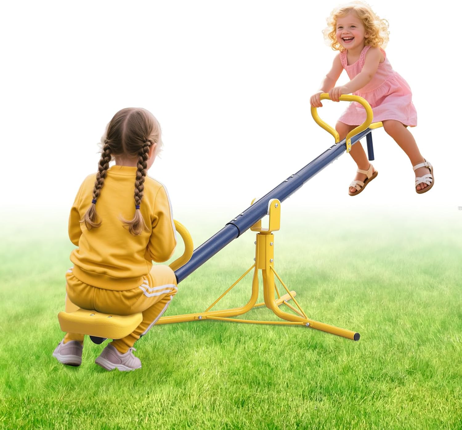 Teeter Totter for Kids 360 Degree Spinning Seesaw for Toddlers Age 2+ Metal Heavy Duty Indoor & Outdoor Playset Toys for Playground Backyard Playhouse
