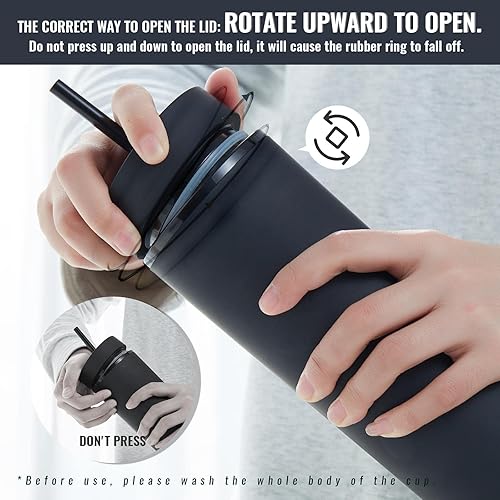 Miniatura 2 de MEWAY Paquete de 4 vasos delgados de 20 onzas de acrílico de doble pared con tapa y popote, vasos de plástico reutilizables de color pastel mate con