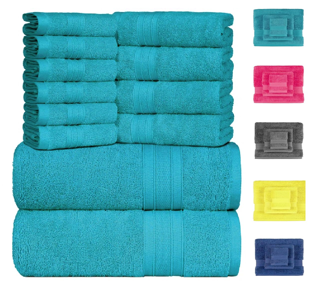 Textilesy Turquoise Luxury Towel Set 800Gsm-100% Egyptian Cotton Plush Soft & Highly Absorbent Washcloths Hand Towel Bath Towels-Premium Quality Jumbo Bath Sheets Ideal For Hotel Spa & Gym (, 2X Washcloths)