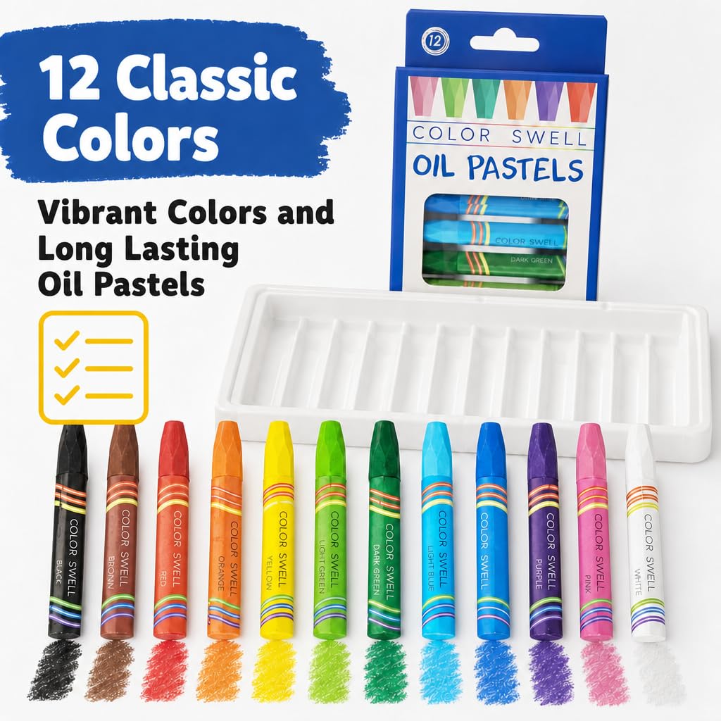 Color Swell Pastelli a olio sfusi – 36 confezioni con 12 colori ciascuno, perfetti per bambini, aule, feste, studenti, donazioni, bomboniere, pastelli a olio sfusi