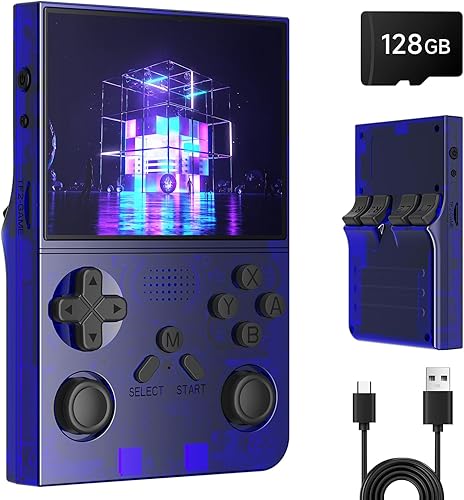 Consola de juegos portátil retro R40 – 128 GB con 25 K+ juegos, pantalla IPS de 3.5 pulgadas, batería de 3000 mAh, tipo C, carga inversa, consola