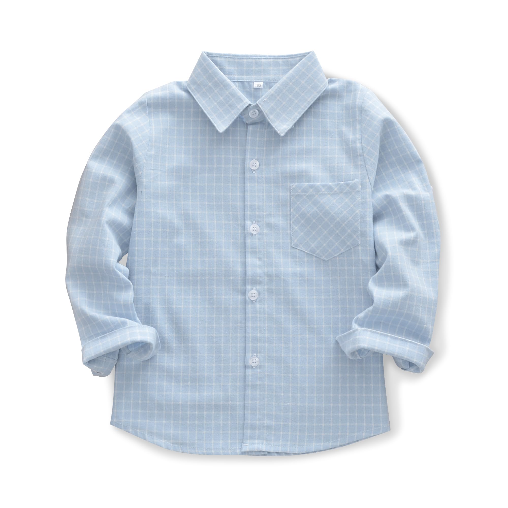 OCHENTA Little Big Boys' & Men's Long Sleeve Button Down Oxford Casual Dress Shirt