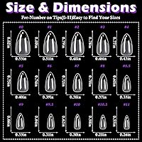 Vista 4 de LoveOurHome 750 puntas de uñas cortas de almendra, uñas postizas transparentes, uñas cortas de gel de almendra, uñas acrílicas de cobertura