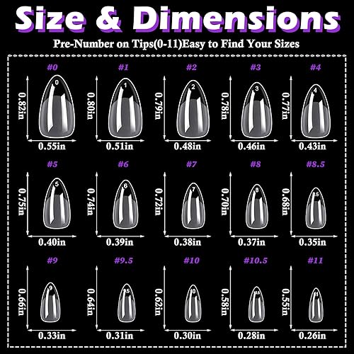 Miniatura 4 de LoveOurHome 750 puntas de uñas cortas de almendra, uñas postizas transparentes, uñas cortas de gel de almendra, uñas acrílicas de cobertura