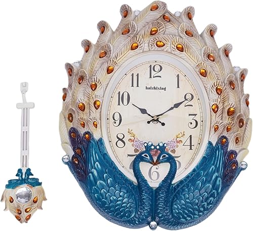 Miniatura 3 de Gdrasuya10 Reloj de pared moderno y silencioso, grande y creativo reloj de péndulo montado en la pared con cristal de lujo europeo retro decorativo