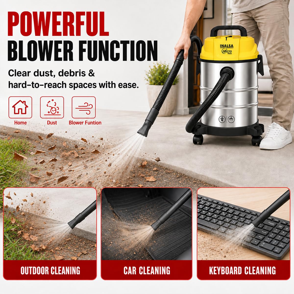 Inalsa Wet & Dry Vacuum - 20L, Powerful Cleaning -6 Inalsa Wet & Dry Vacuum - 20L, Powerful Cleaning -6