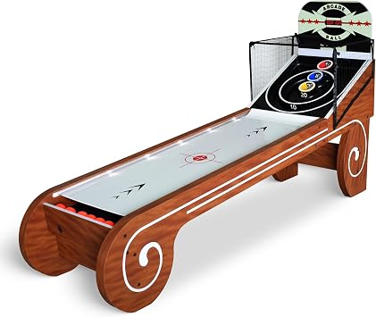 Hathaway Boardwalk 8-ft Arcade Ball Table for Family Game Rooms with LED Track Lighting, Scratch-Resistant Playfield