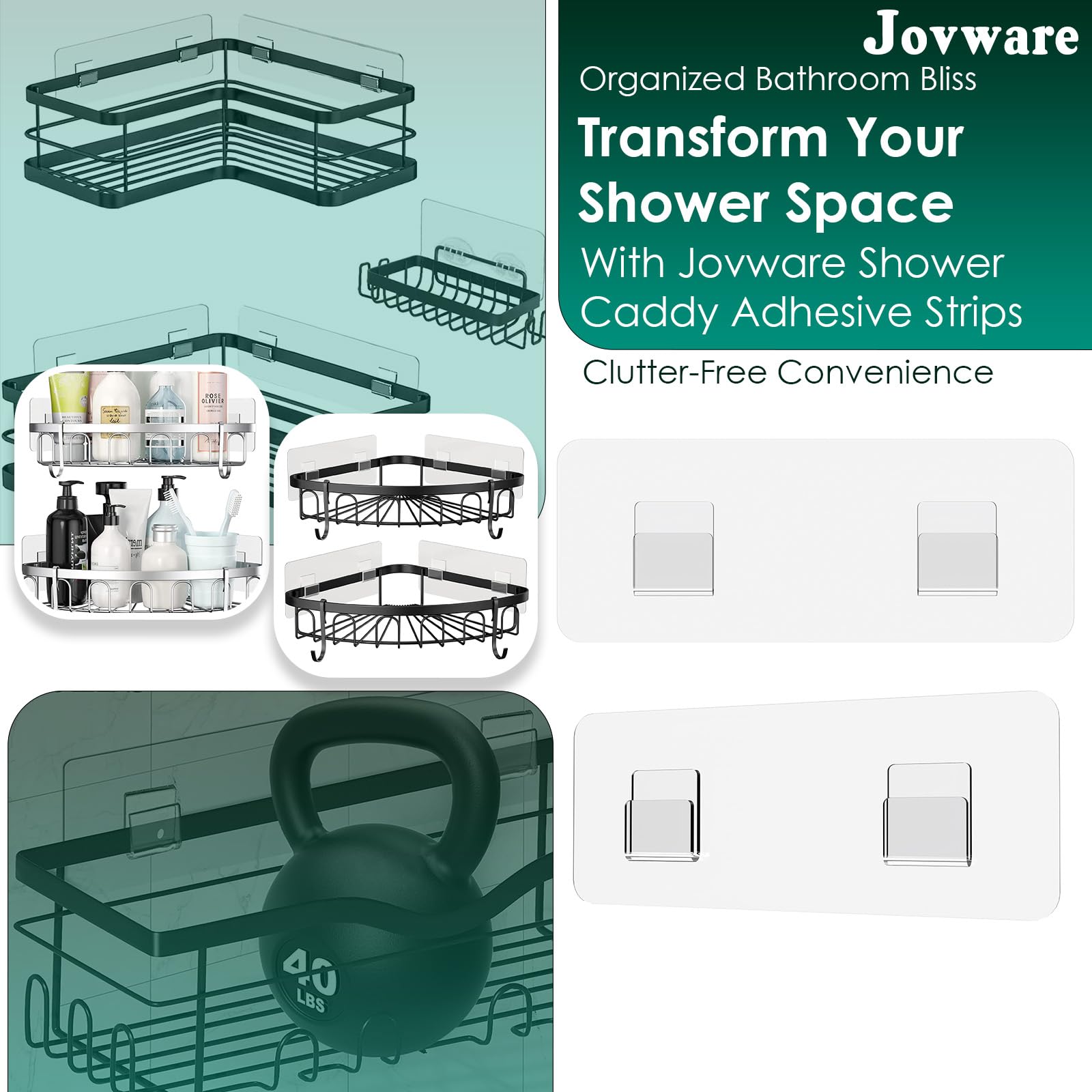 HAPY SHOP Lot De 8 Crochets Adhésifs Adhésifs Solides Pour étagère De Douche - Sans Clou - Sans Trace - Pour étagère D'angle De Salle De Bain