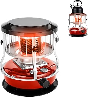 2-in-1 Kerosene Heater and Stove, 9000 BTU Portable Indoor Outdoor Heater for Emergency, Camping, 4.5L Fuel Capacity for 21 Hours Heat, Non-Electric Radiant for Room (Red)