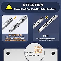 Vista 2 de MOSISO Compatible con MacBook Air de 15 pulgadas M5 2026 M4 2025 M3 M2 2024 2023 A3448 A3241 A3114 A2941, carcasa dura, cubierta de teclado