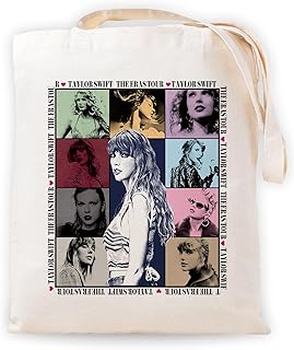 Taylor Gift Bag, Taylor Fans Gifts For Singer Music Lyric Inspired Album Name, Singer Taylor Merchandise Tote Bag Singer Fan Gifts,Womens Gifts for Swifties Tote Bag13T076, Beige, Large