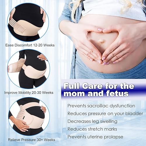 Miniatura 4 de ChongErfei Maternity Belt, Pregnancy 3 in 1 Support Belt for BackPelvicHip Pain, Maternity Band Belly Support for Pregnancy Belly Support Band (L