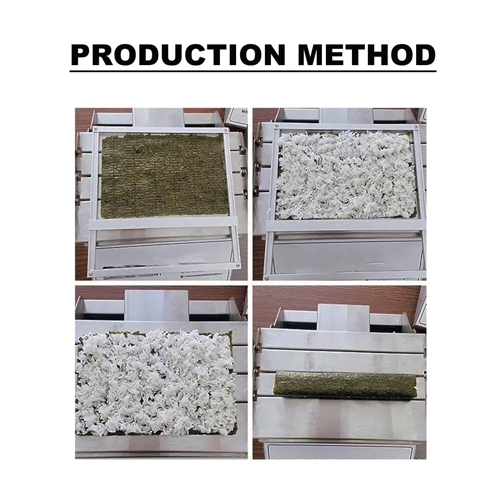 Máquina para hacer rollos de sushi cuadrada de acero inoxidable, manual, para hacer rollos de sushi caseros, tamaño de rollo de 25 x 3,5 cm, alta eficiencia para uso doméstico.
