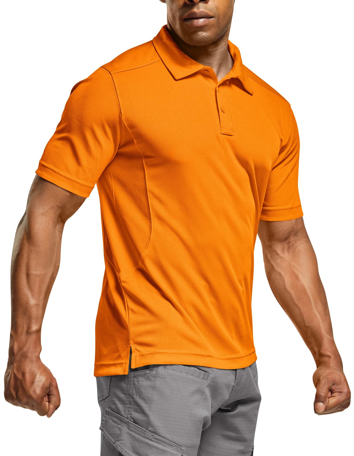 CQR Men's Polo Shirts, Tactical Short Sleeve Golf Performance Shirts, Lightweight Dry Fit UPF 50+ Pique