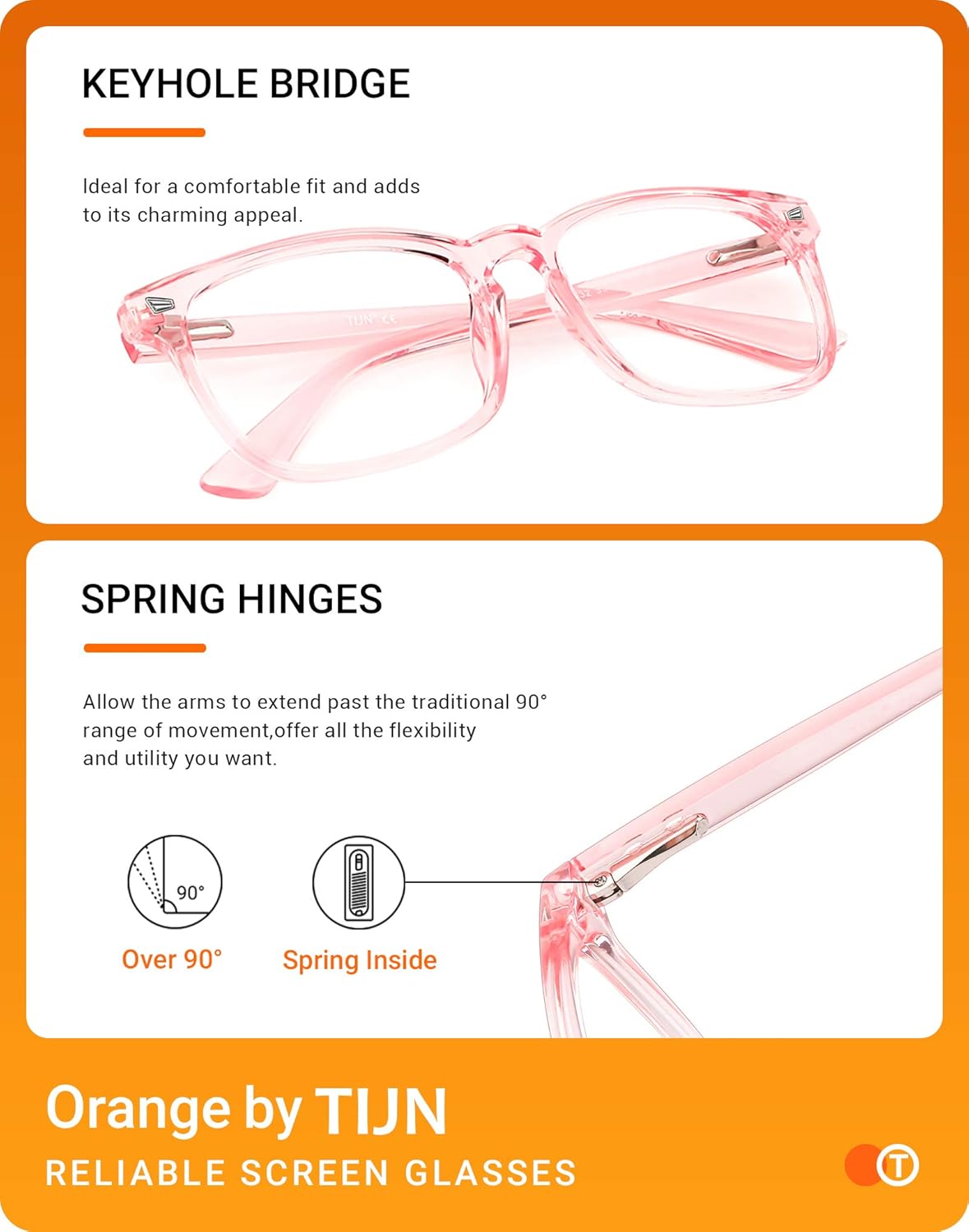 TIJN Blue Light Blocking Glasses for Women Men Clear Frame Square Nerd Eyeglasses Anti Blue Ray Computer Screen Glasses - Image 4