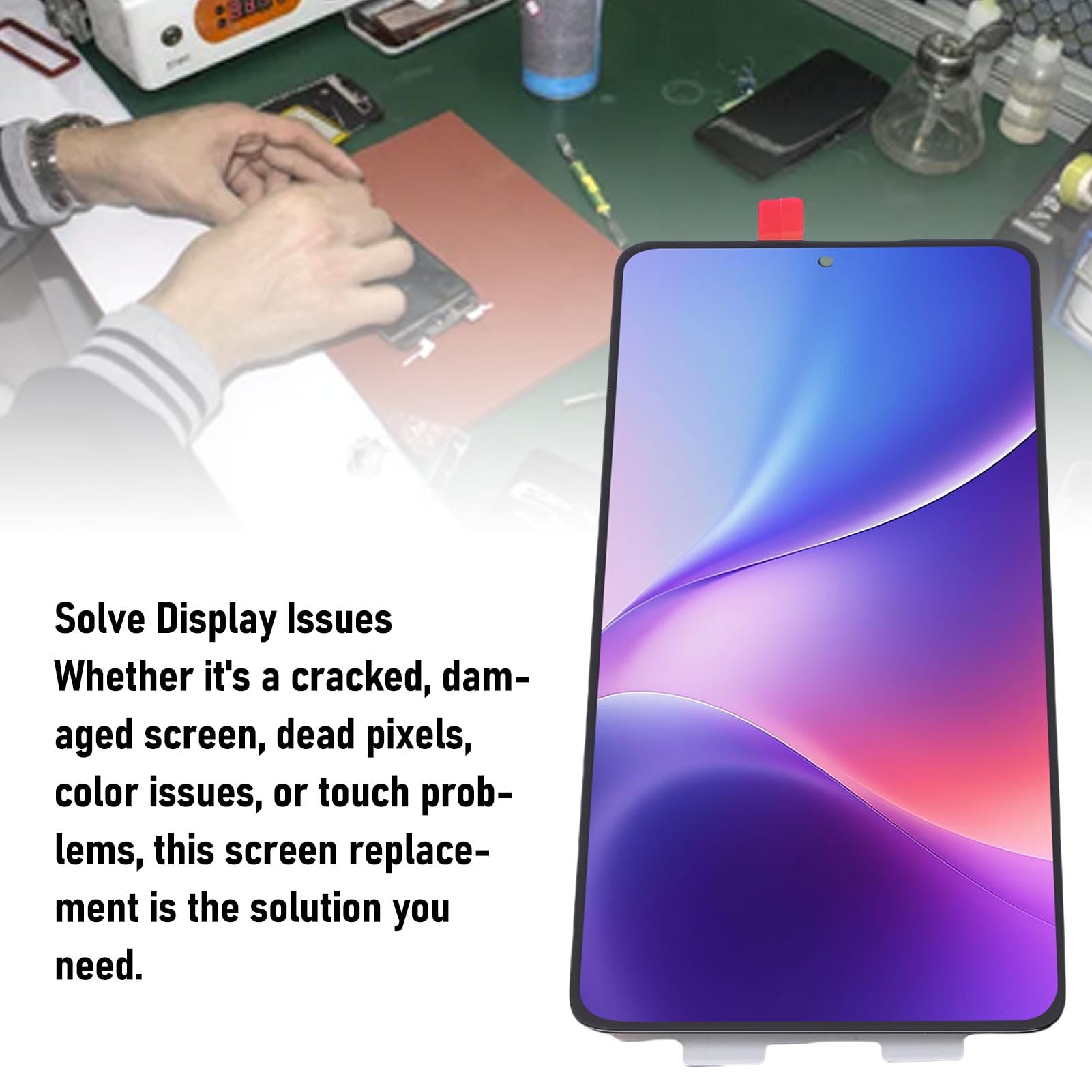 Diyeeni Am OLED para Reemplazo de Pantalla de Lápiz óptico Edge 60, Ensamblaje de Digitalizador de Pantalla Táctil de Pantalla OLED, Admite Función de Huellas Dactilares con Las