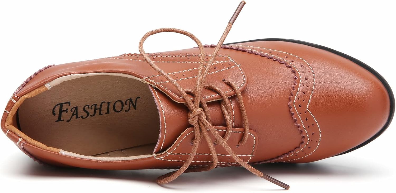 DADAWEN Women's Classic T-Strap Platform Mid-Heel Square Toe Oxfords Dress Shoes - Image 4