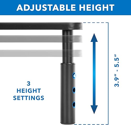 Miniatura 6 de Mount-It! Paquete de 2 elevadores de metal para monitor, pantalla de computadora de altura ajustable y soporte para computadora de escritorio, se