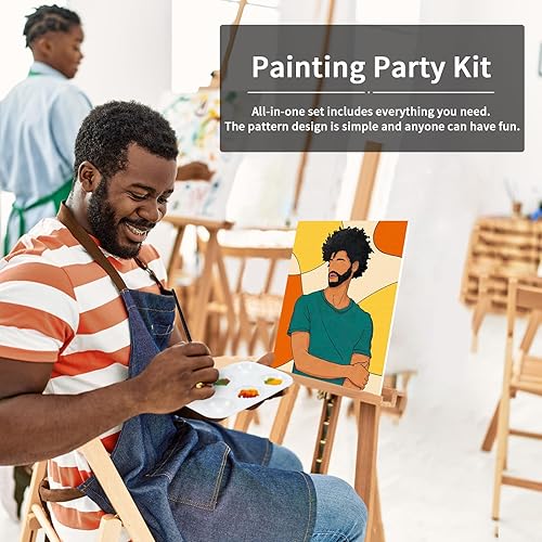 Vista 51 de VOCHIC Paquete de 8 lienzos predibujados para pintar para adultos, kit de sorbo y pintura, suministros para fiestas, juego de pintura artística