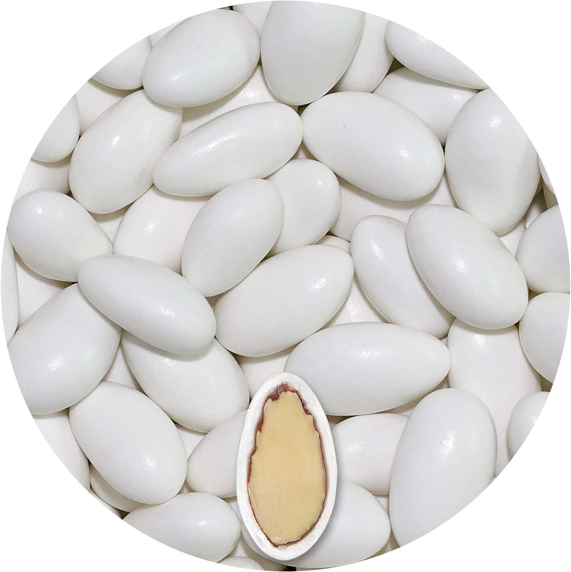 EinsSein 0,5kg Sugared Almonds Gracile midi white glossy Wedding sugar sweets almond dragees baptism dragee cake balls candy coated sweet for weddings favours gift box sugred fillers chocolate
