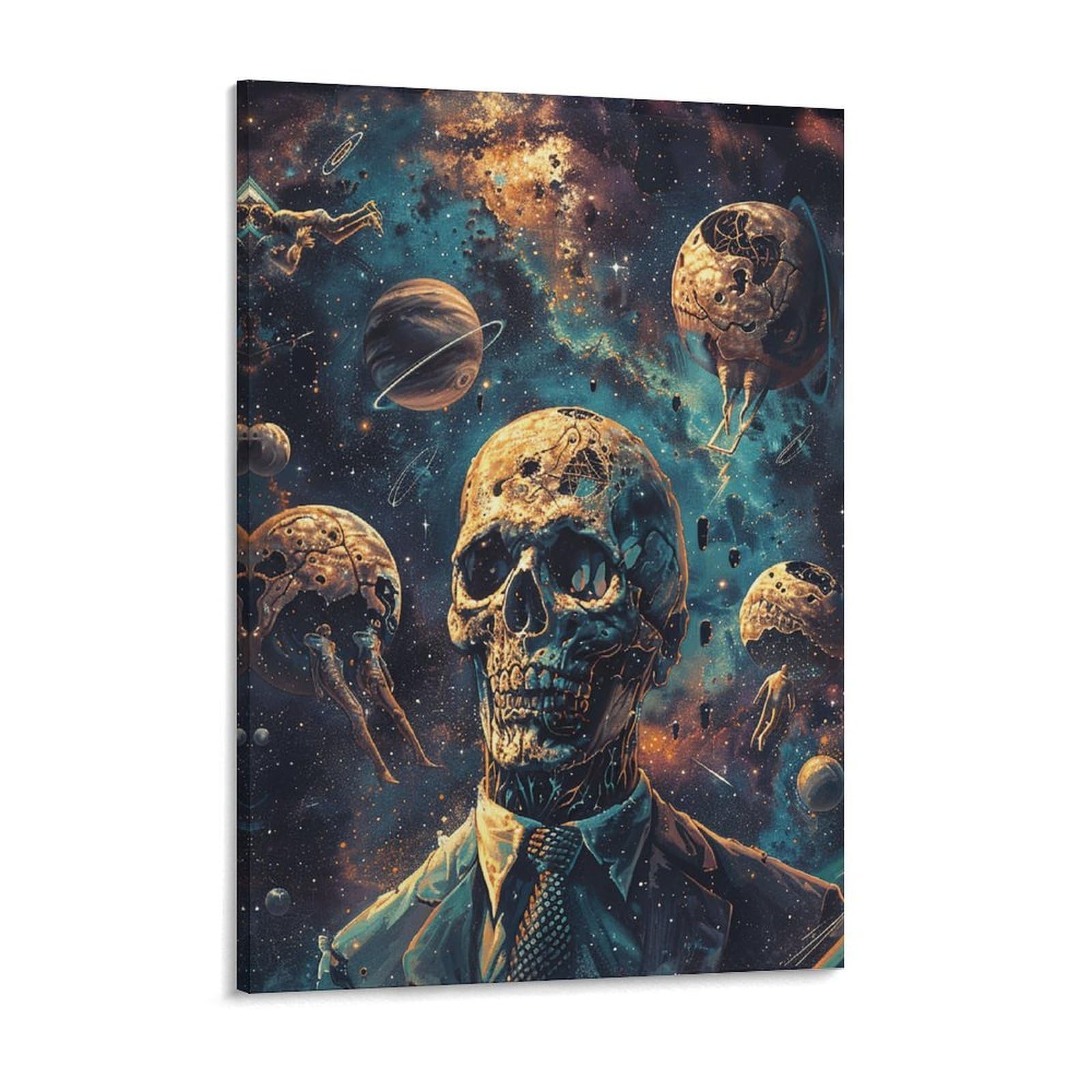Skull Face Man in Space Canvas Wall Art for Bedroom 18x24inch Canvas Prints Artwork for Walls Modern Picture Artwork Painting for Living Room Aesthetic Wall Paintings for Bathroom Kitchen Off