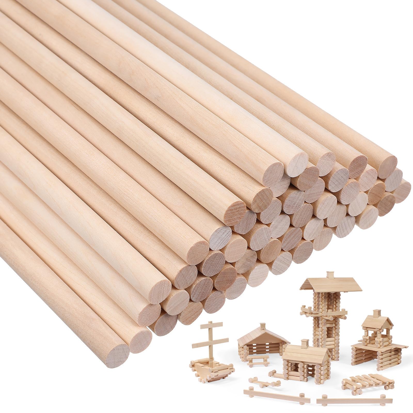 50 Pezzi Tasselli in Legno Duro per Bricolage, Rotondi