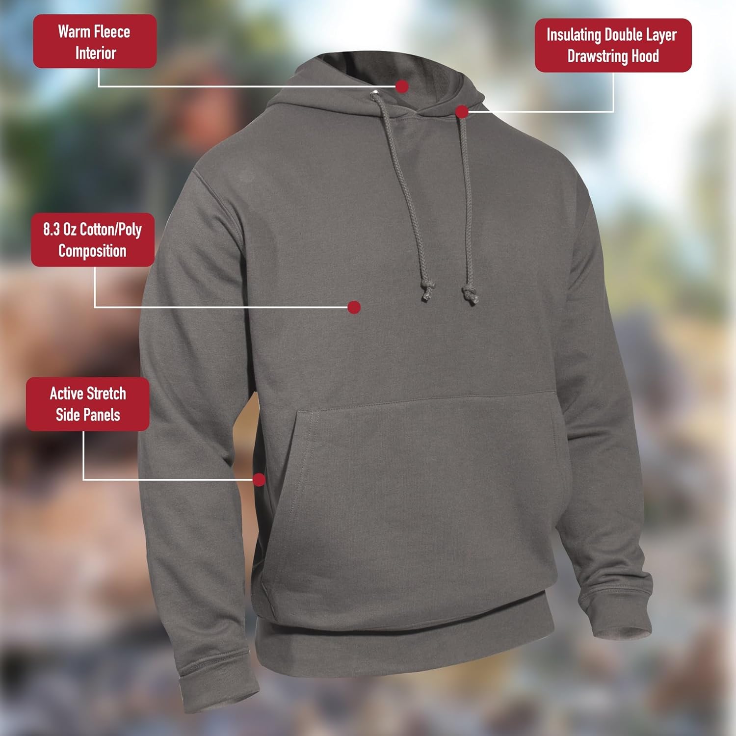 Rothco Every Day Hoodie – Comfortable & Warm Fleece Pullover Hooded Sweatshirt