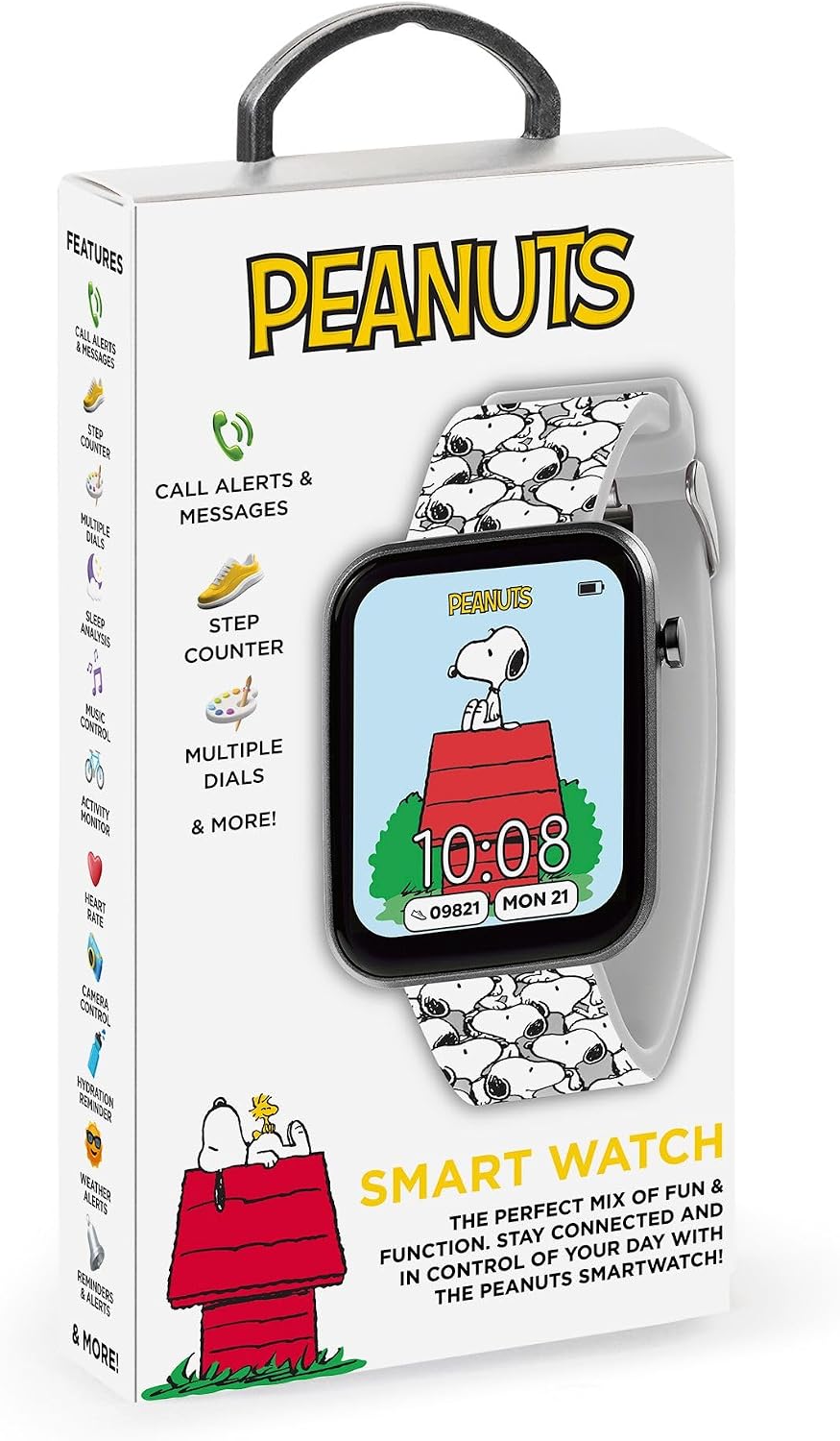 Accutime Peanuts Snoopy Интерактивные часы с ремешком с принтом белые
