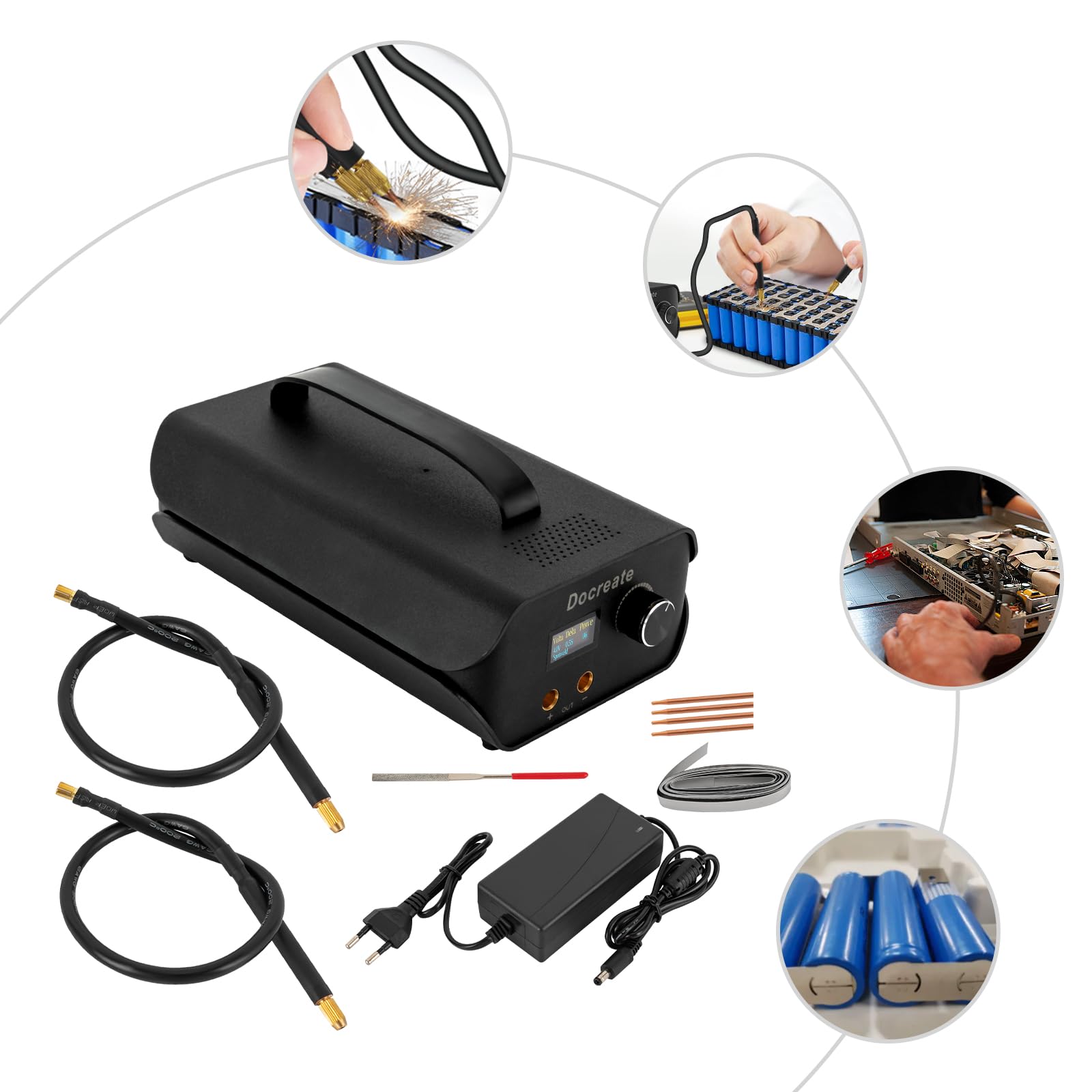 Saldatrice a punti, impulsi automatici Spot Welder, saldatrice automatica a punti con display LCD, regolazione di ritardo, monitoraggio della temperatura di bordo, buona dissipazione del calore