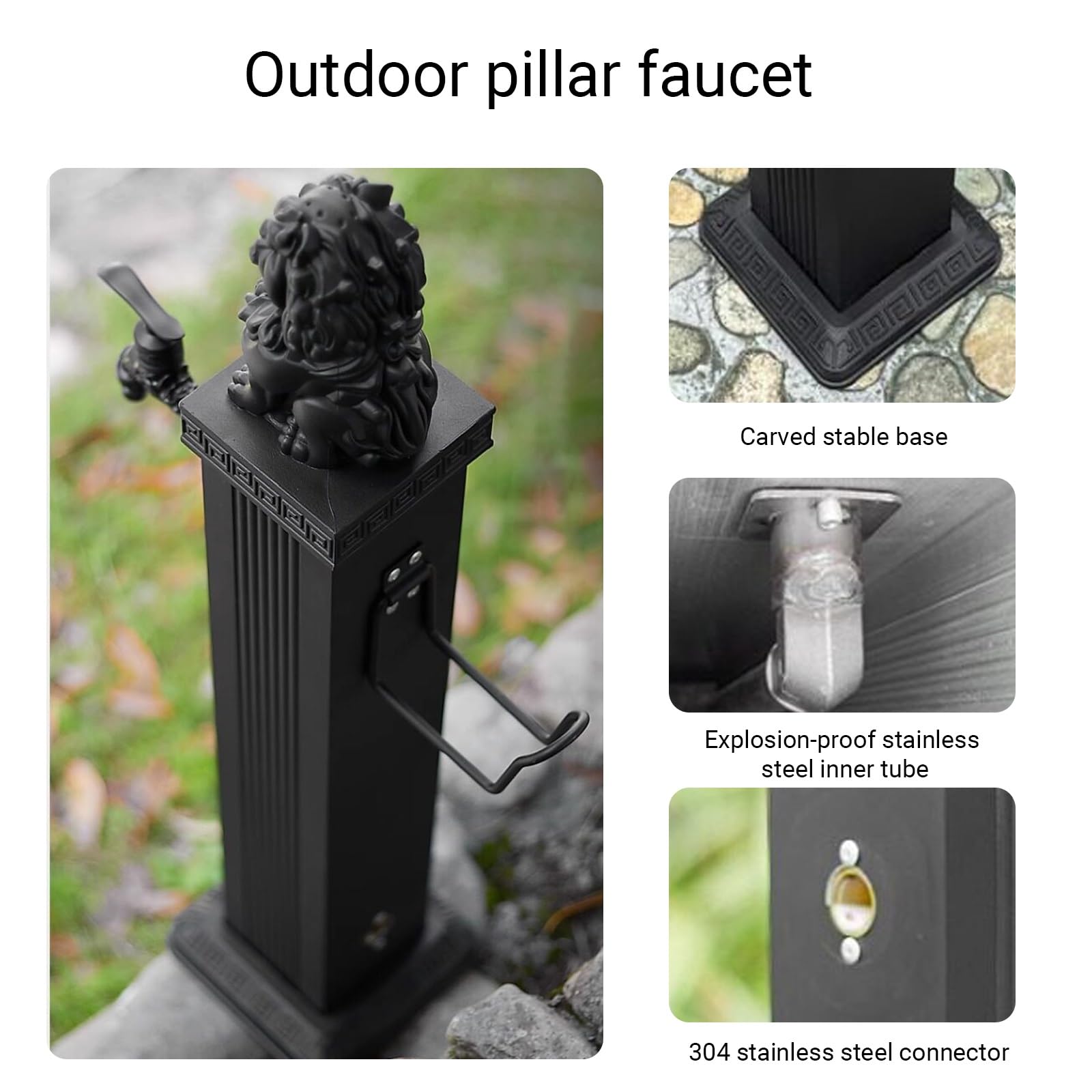 Columna de agua independiente para exteriores con grifo, anticongelante, resistente al sol, aleación de aluminio, hidrante para jardín y lavado de coches