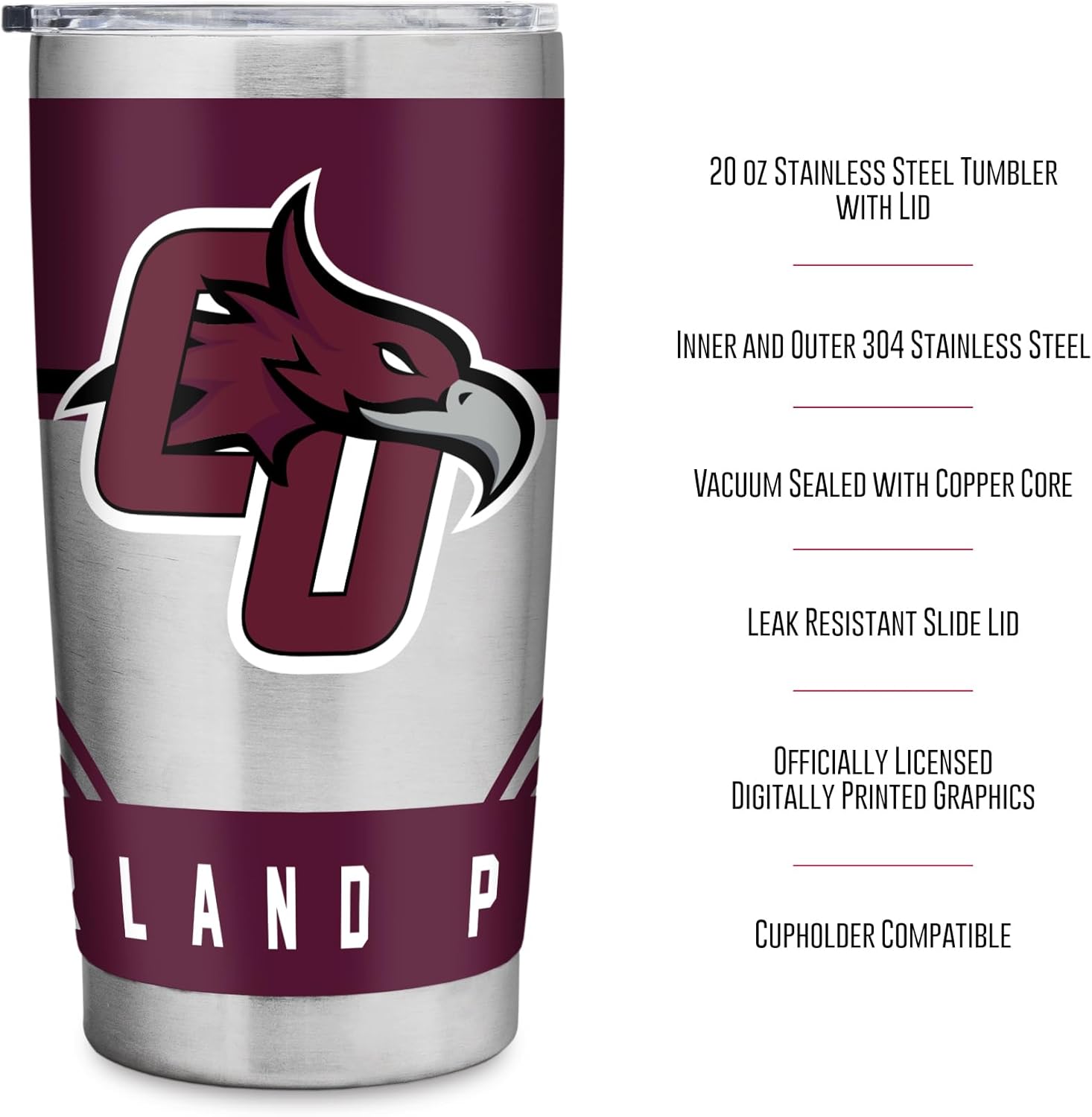 Rico Industries NCAA Morehouse Maroon Tigers 20oz Stainless Steel Tumbler with Lid - Great For Coffee, Tea, Water or Cocktails
