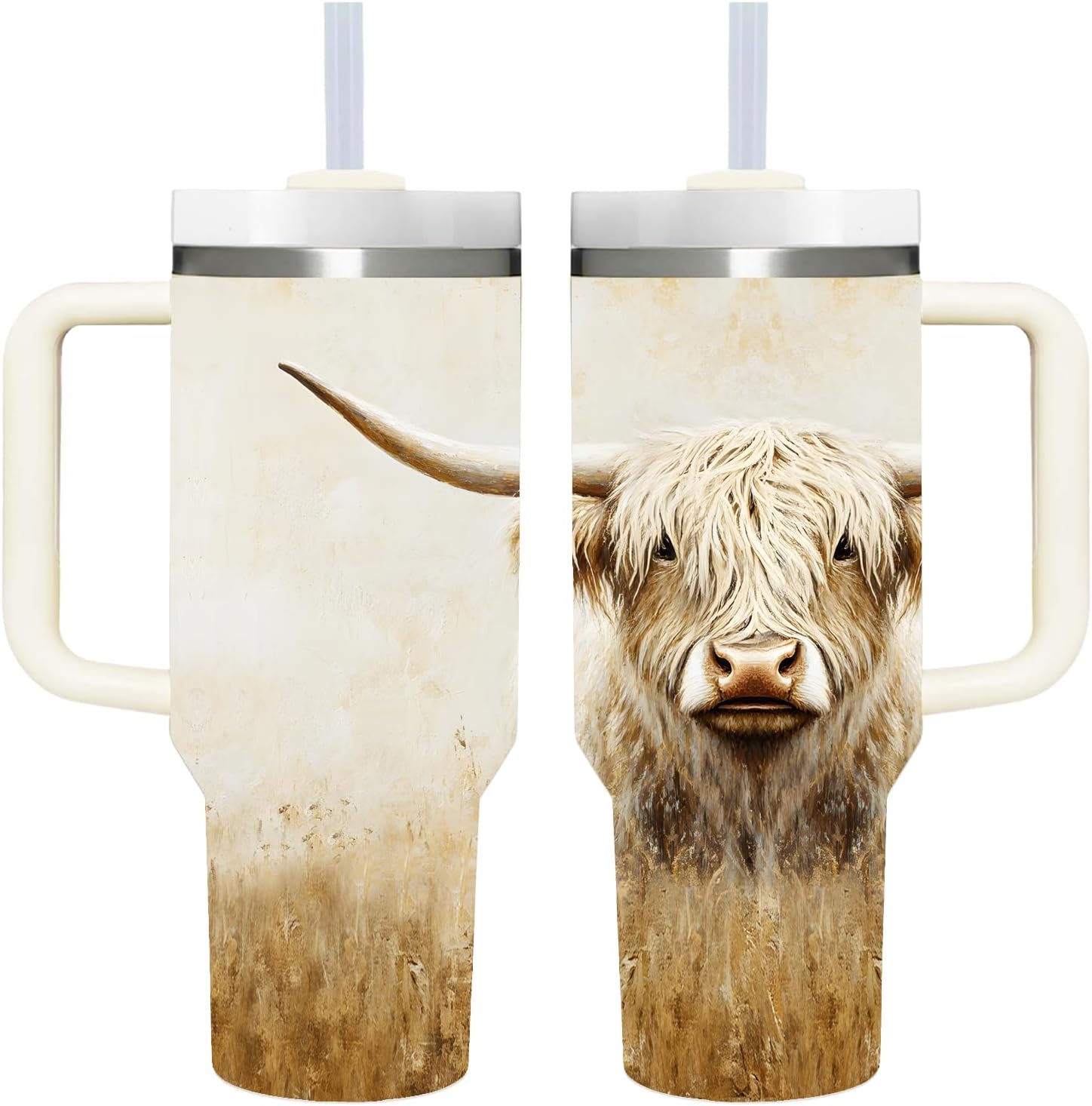 40 OZ Highland Cow Tumbler with Handle.Highland Cow Lover Cup Gift.40 OZ Unique Birthday Christmas HighlandCow Tumblers Gifts for Women Men.