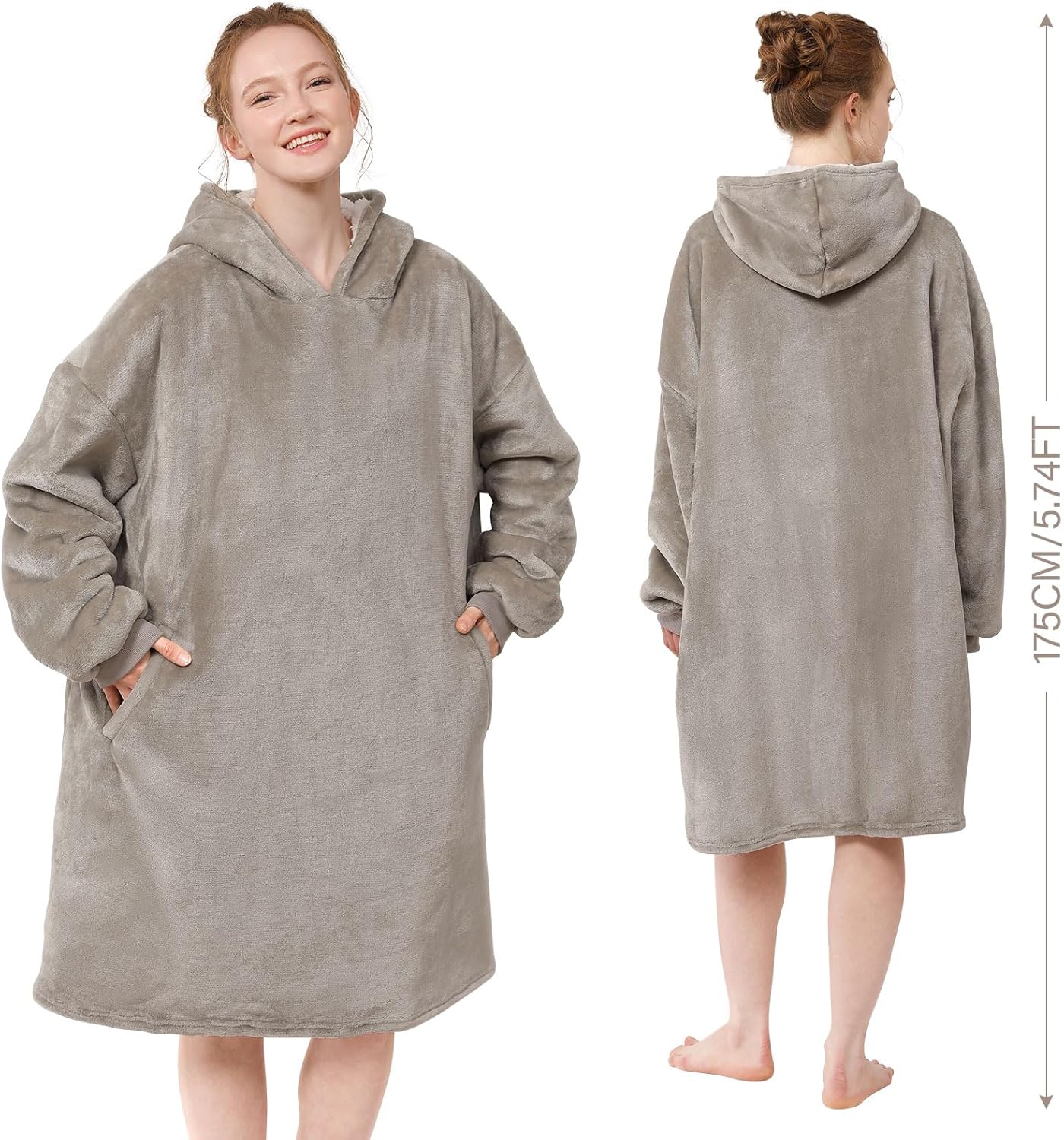 LetsFunny Blanket Hoodie,Oversized Wearable Sherpa Fleece Blanket Sweatshirt,Super Soft Warm Cozy with Giant Pocket,Gifts for Women Men Adults Teenagers Kids, One Size Fits All - Image 2