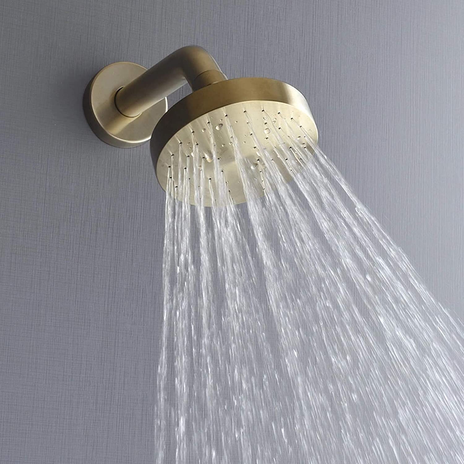 CHEWYNP Rubinetto per Doccia Rubinetto per Doccia in Oro Spazzolato Rubinetto per Doccia a Cascata Reom Rubinetto per Doccia a Parete Set Miscelatore per Doccia a Pioggia in Ottone a paret