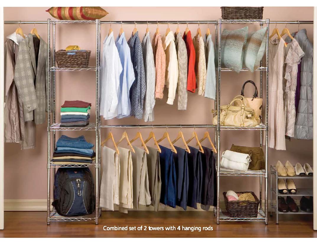 Sevilla Classics Sistema organizador de armario extensible, 160/218 L x 36 P x 183 cm A