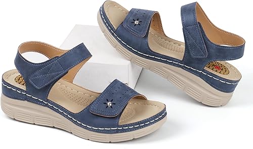 Miniatura 5 de JABASIC Sandalias cómodas para mujer, sandalias ortopédicas para caminar, sandalias ortopédicas con soporte para el arco