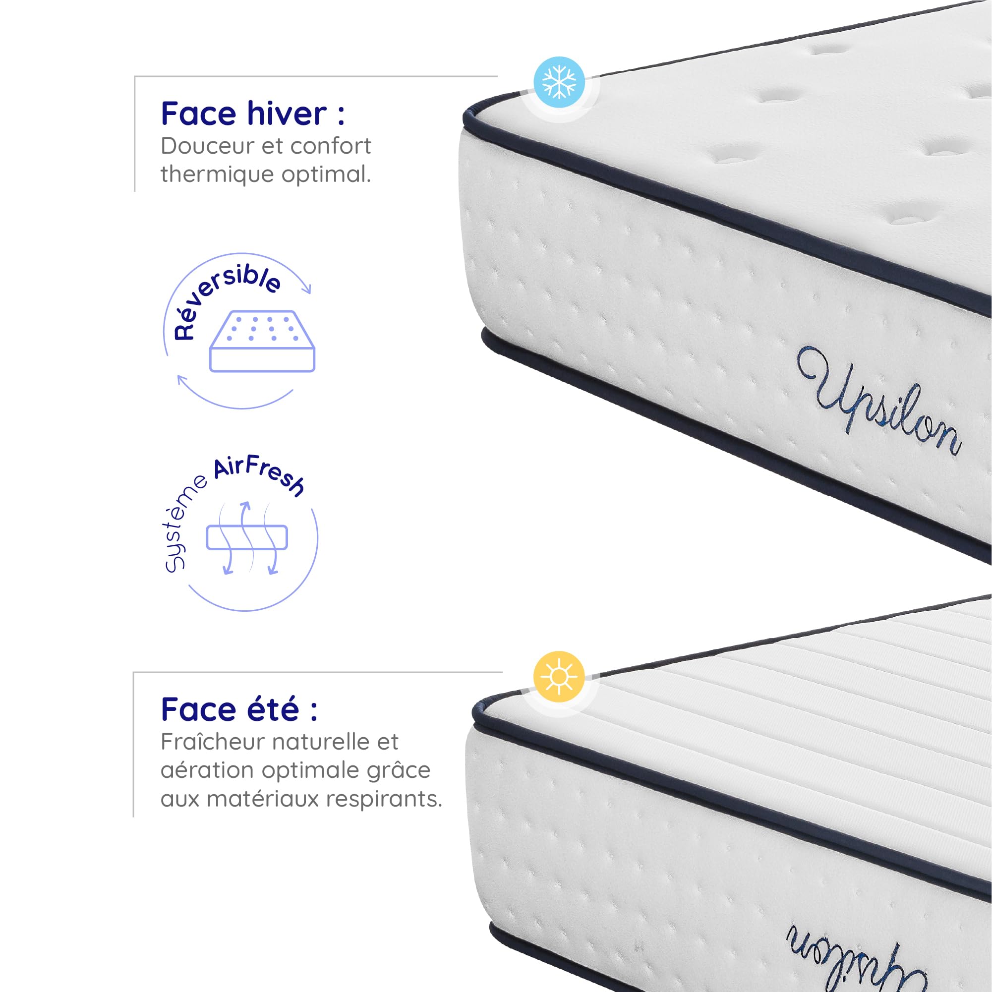 COSMOS Matelas 140x190 Mémoire de Forme + Blue Latex, 30 cm d'épaisseur + Mousse HR, Confort Ferme, 7 Zones, Réversible, Soutien du Dos, Haute Durabilité, Idéal pour Couples, Fabrication UE - Upsilon