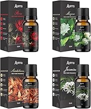 Aerra Rose, Mogra, Sandalwood & Jasmine Fragrance Oil Combo, 4x15ml, Puja, Wedding, Diffuser, Candle Making, Festive Gift