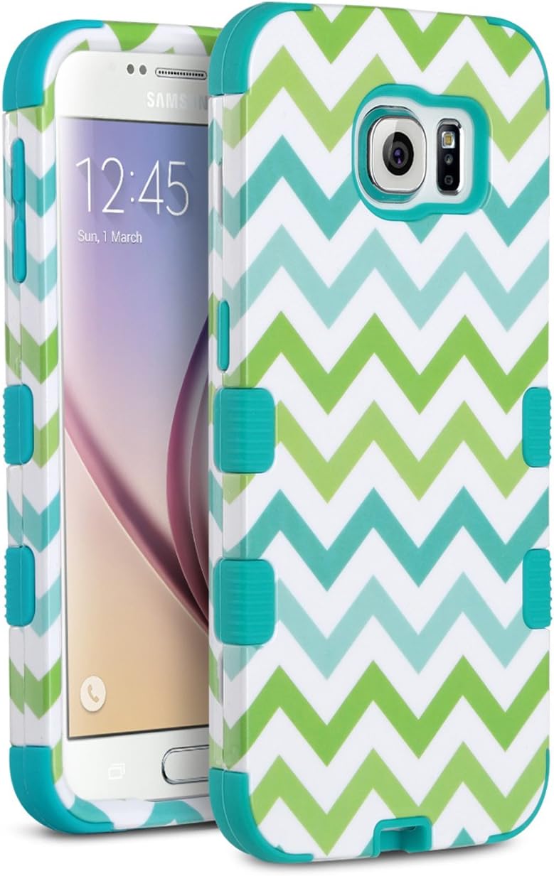 ULAK Galaxy S6 Case, S6 Case, Shock Resistant Hybrid Soft Silicone Hard PC Cover Case for Samsung Galaxy S6, Will NOT Fit S6 Active (Wave/Blue)