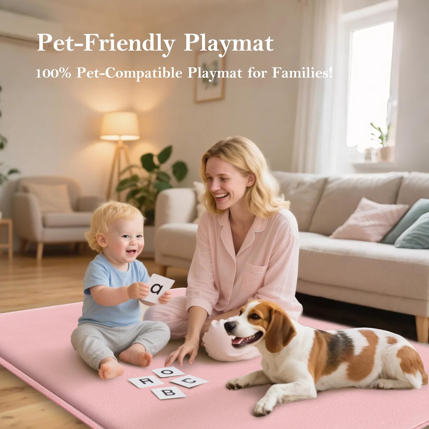 Papamama 1.3" Thick Baby Play Mats for Floor, 50x50 Playpen Mat, Ultra Soft Plush Nursery Rug for Baby Girl, Crawling Rug with Non-Slip Backing Safe for Toddlers/Infants, Yoga & Tatami Use(Pink)