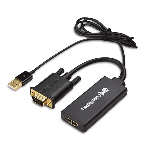 Cable Matters Adaptador VGA a HDMI para monitor y TV (convertidor VGA a HDMI) con soporte de audio