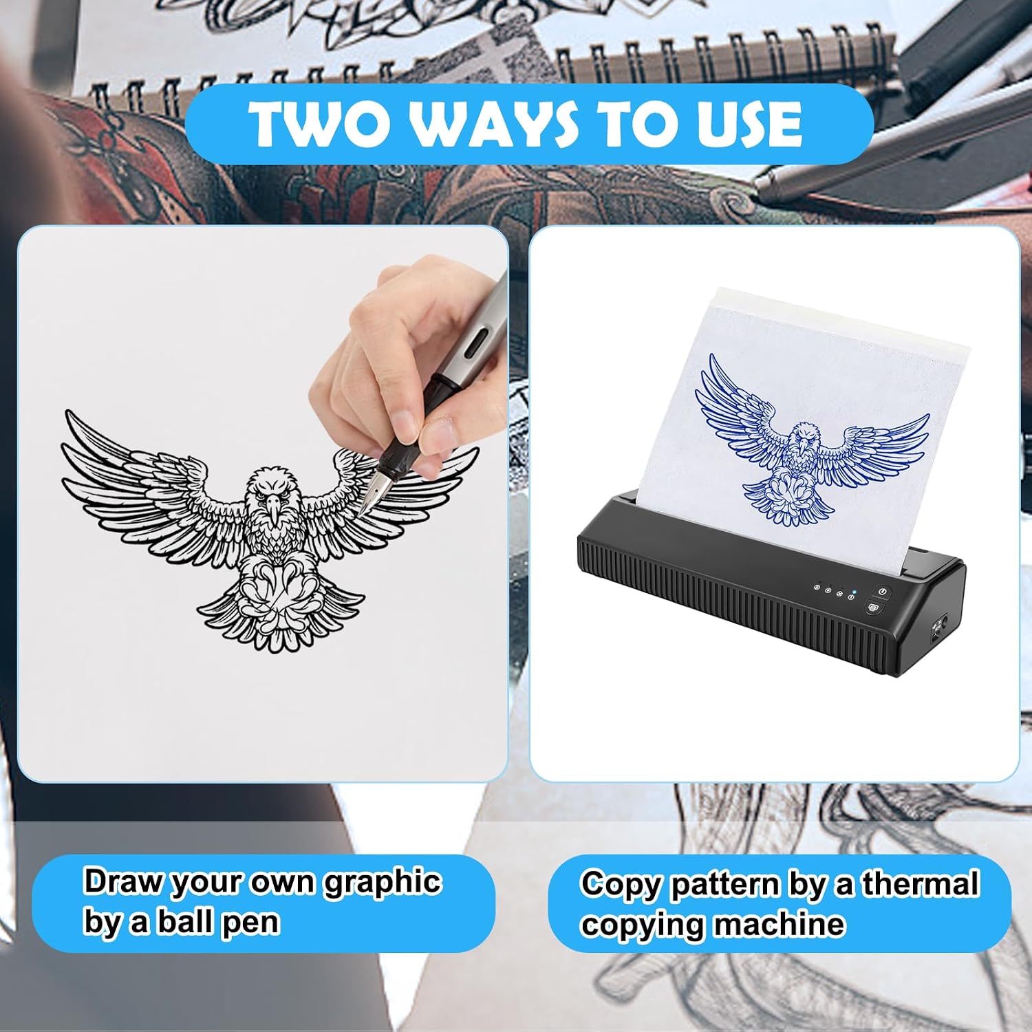 Tattoo Transfer Paper, 100 Sheets Tattoo Stencil Paper, Stencil Paper for Tattooing- A4 Sizes, Tattoo Stencil Kit, Carbon Tracing Pape,4 Layers Thermal Transfer Paper DIY Tattoo