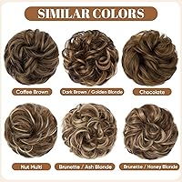 Vista 3 de CJL HAIR Extensiones de cabello ondulado y rizado grande con moño desordenado, extensiones de cabello sintético para coleta, extensiones de cabello