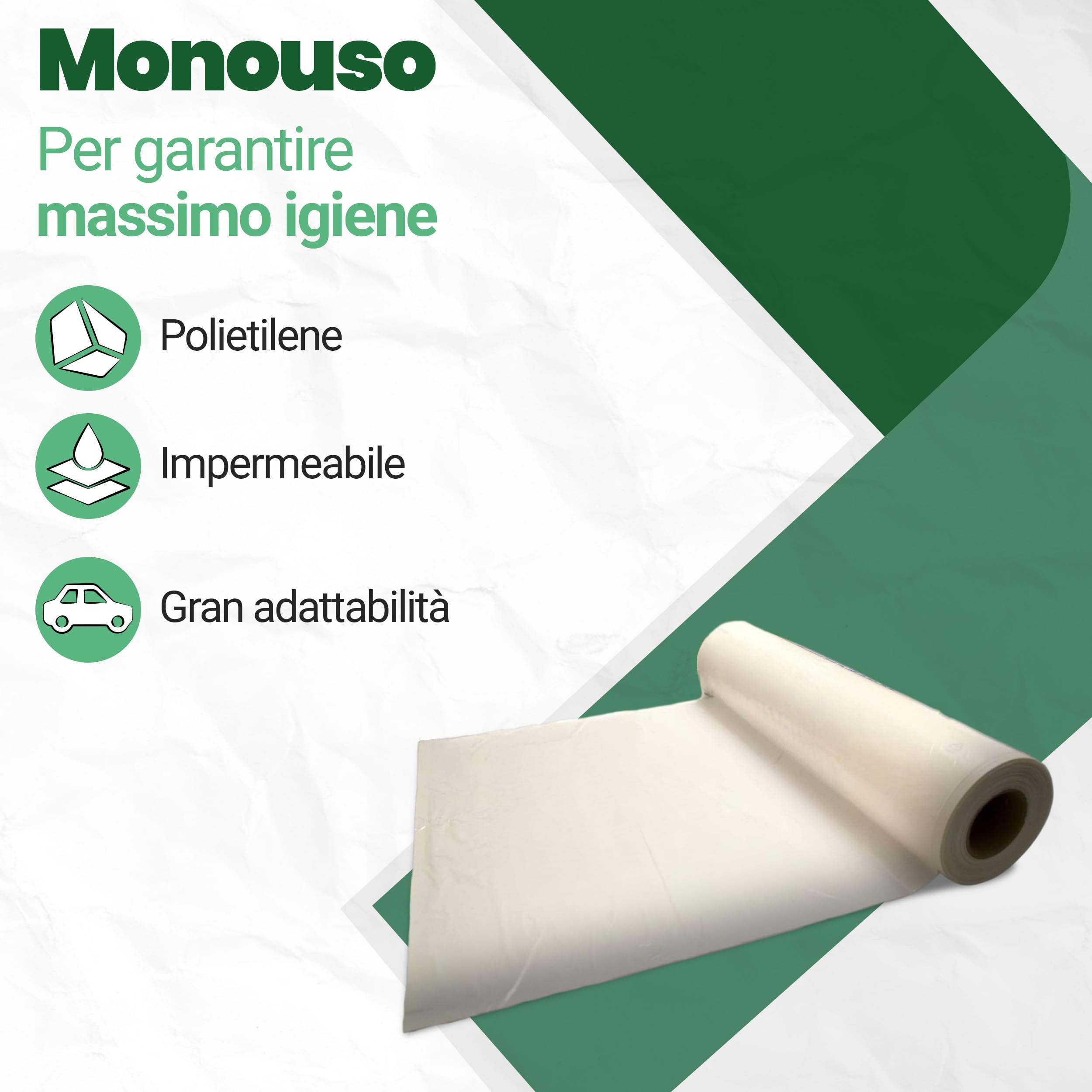 PLASTISAK - Bobina Coprisedili Usa e Getta Universali 125 Pezzi in Plastica Bianca - Coprisedili Usa e Getta per Auto per Officine, Concessionarie, Carrozzerie