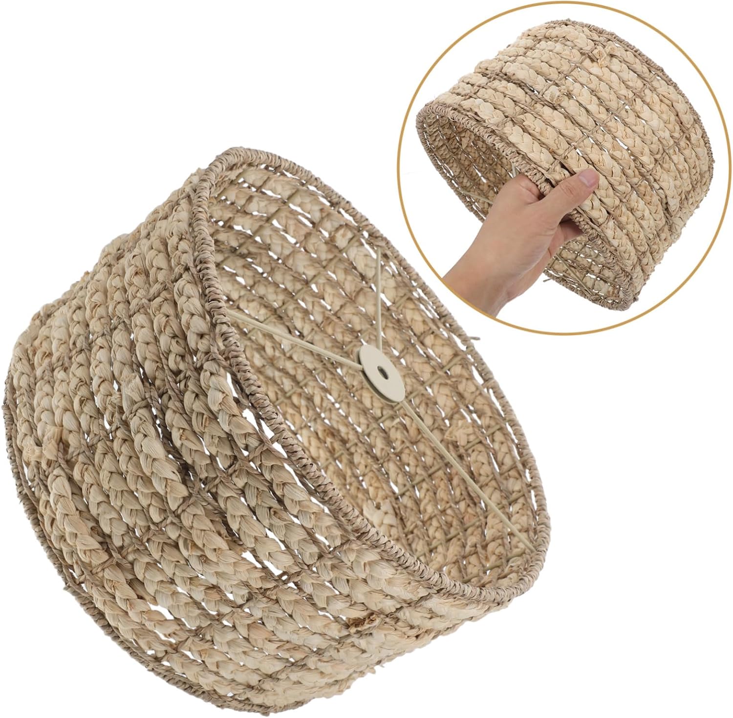 Ciieeo Boho Straw Hanging Light Shade Handcrafted Lampshade for Decor for Living Bedroom