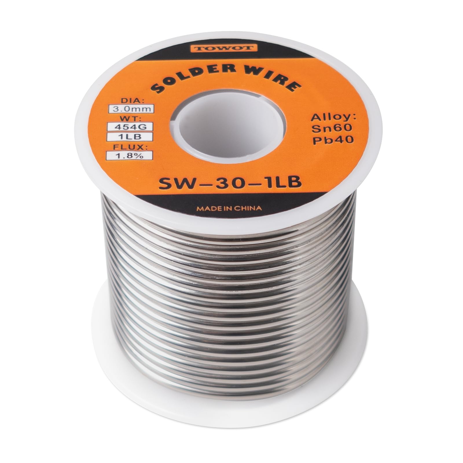 TOWOT60/40 Solder for Stained Glass, 1 lb Spool, 3mm Dia, No Flux Solder Wire Stained Glass Supplies