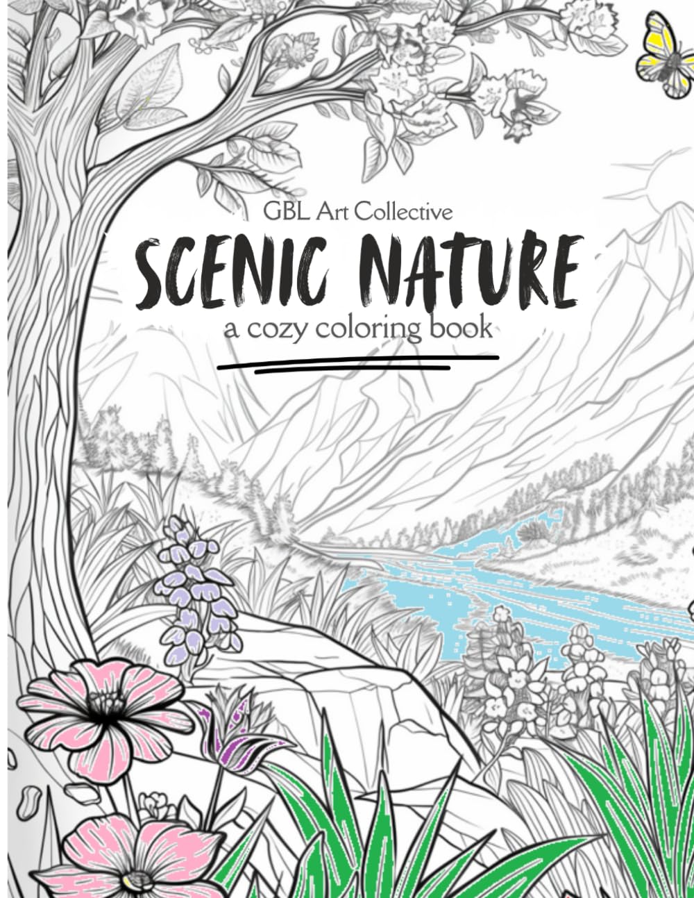 Scenic Nature Coloring Book for Adults: 40 Pages of Relaxing Landscapes, Mountains, Forests, and Peaceful Views for Stress Relief