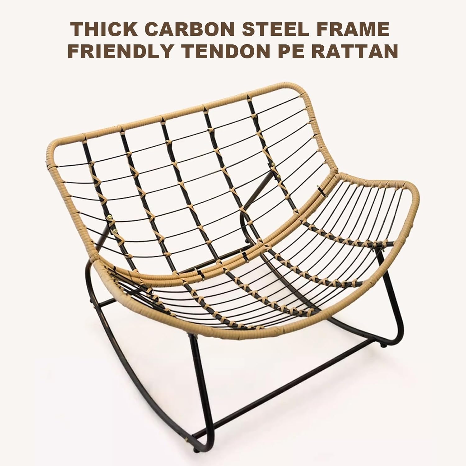 Indoor Rocking Chair, Rattan Wicker Recliner Chair, Comfy Rocking Chair for Bedroom, Living Room, Porch, Garden, Lawn (Color : Off-White)