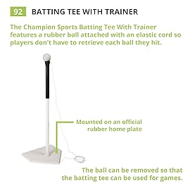 Champion Sports Batting Tee Trainer -Mounted Adjustable Telescopic Batting Tee - 21 to 35