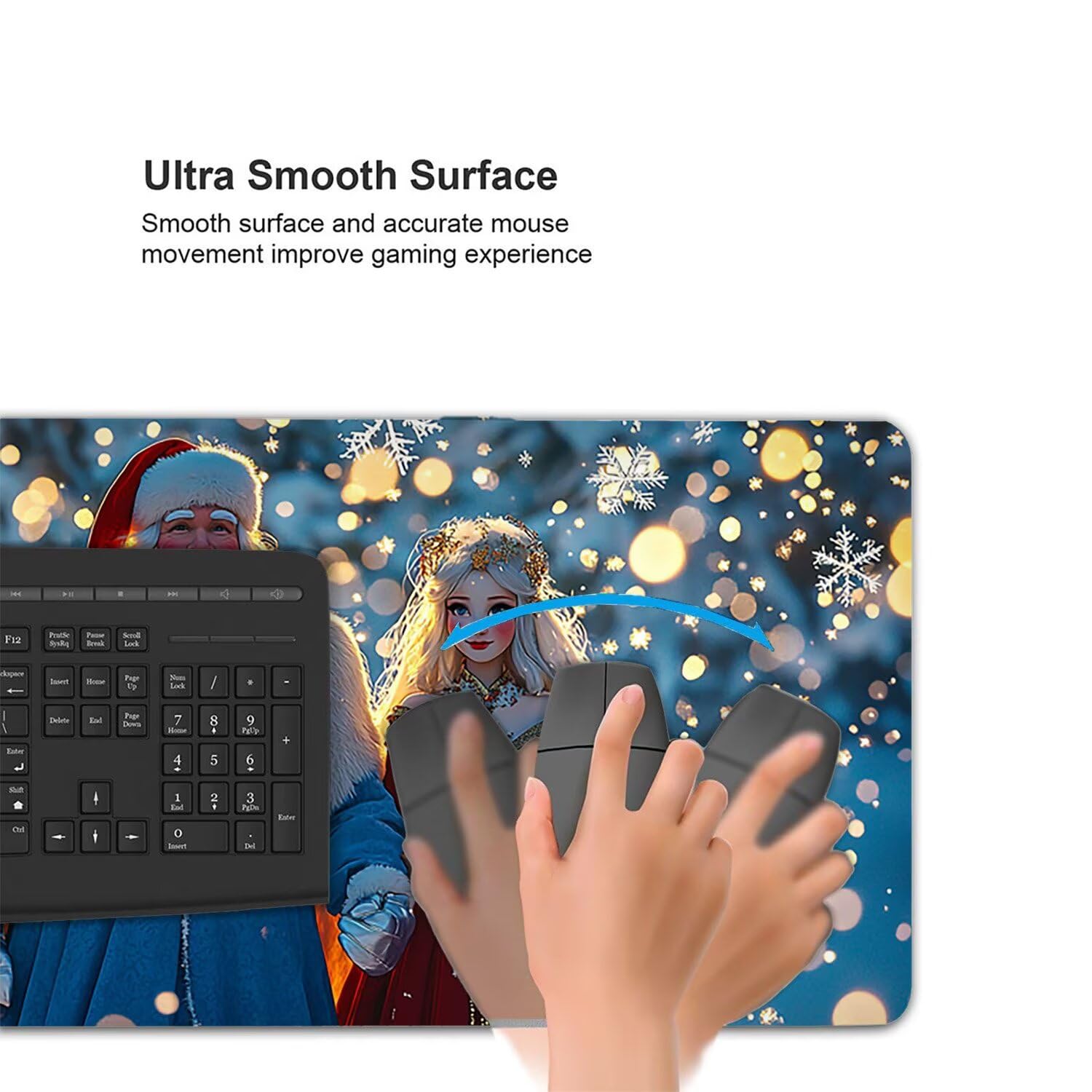 Tappetino per Mouse XXL 1200 x 600 mm Tappetino Mouse Gaming Grande, Mousepad con Base in Gomma Antiscivolo, Tappeto per Tavolo da Gaming per Mouse e Tastiera, Accessori PC (Babbo Natale Ragazza) H798